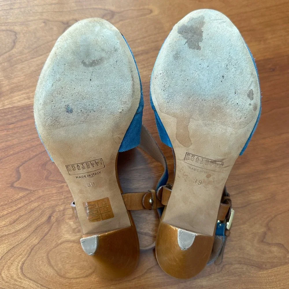 FRATELLI ROSSETTI made in Italy | Blue Suede Sling-Back Sandals, Size 39 - Picture 7 of 7